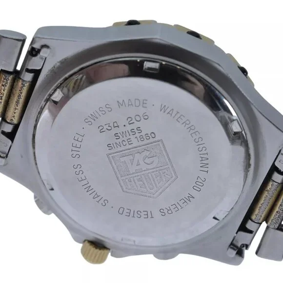 Men's 38mm Tag Heuer Series 3000 Two Tone Grey Dial Chronograph Watch 234.206!